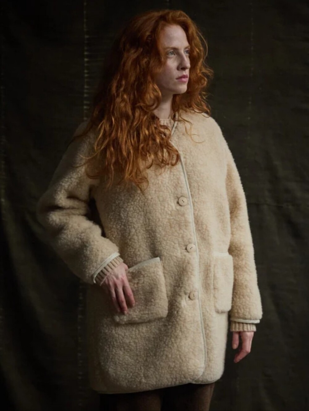 Women's Cream Faux Shearling Coat